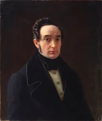 Portrett av forfatteren Ivan Panayev (1812-1862) - Maleri av Alexei Vasilyevich Tyranov (1808-1859), olje på lerret, russisk kunst
