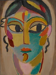 Mystical Head: Head of a Girl, 1918 (olje på papp)