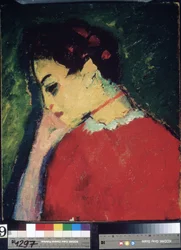 "Portrett av en kvinne" -maleri av Alexei von Javlensky (Alexi von Jawlensky, Alexej von Javlenski) (1864-1941) 1909 State Usbekistan Art Museum, Tasjkent