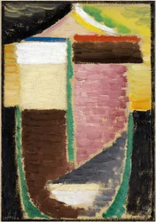 Abstrakt ansikt (abstrakt hode). Verk av Alexei von Javlensky (Alexi von Jawlensky, Alexej von Javlenski) (1864-1941), olje på papp