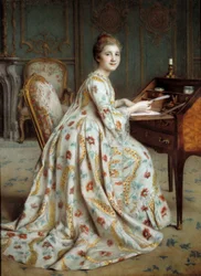 Portrett av Marquise Dubois Mouchet-maleri av Alexis Axilette (1860-1931) Angers fra 1800-tallet, Museum of Fine Arts