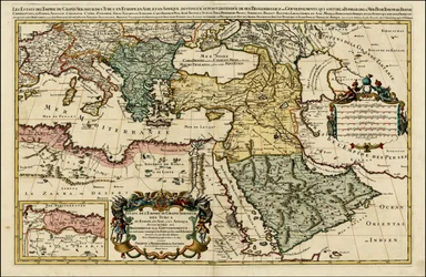 1692 kart over det tyrkiske imperiet i Europa, Asia og Afrika av Hubert Jaillot