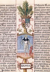 Portrett av den vestgotiske kongen Wamba (d. 688, konge av Spania fra 672-680/681, fra "Genealogy of the Kings of Spain" av Alonso de Cartagena