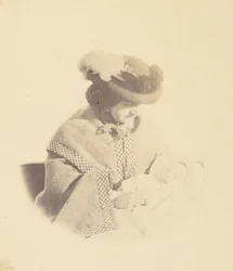 [Vignettert portrett, kvinne som holder en baby], 1850-60-tallet.