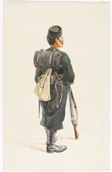 Rifleman fra 4th Gurkha Regiment i marsjerende rekkefølge, 1890
