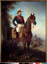 Rytterportrett av Napoleon III (1808-1873). Maleri av Alfred De Dreux (1810 - 1860)
