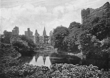 Cardiff Castle: East Front and Keep, c1896