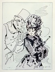 På asfalten, illustrasjon fra Les Parisiennes, ca.1870