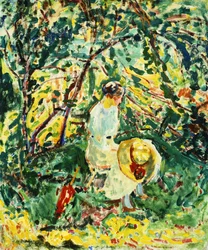 Kvinne i en hage, ca. 1907