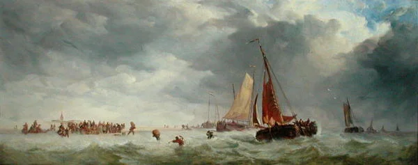 Scheveningen Beach (olje på panel)