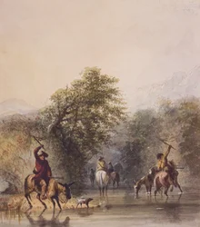 Breaking Trail to Escape from Indians, ca. 1837 (akvarell på papir)