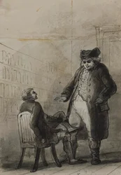 Samuel Johnson og Thomas Davies i en bokhandel (fra James Boswell, *Life of Samuel Johnson*, 1791)