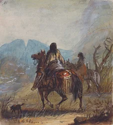 Sioux Women, Cut Rocks in the Distance, ca. 1837 (blyant, akvarell og gouache på papir)