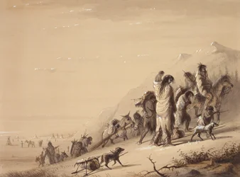 Snake Indians Migrating, ca. 1837 (penn og blekk, vask og gouache på papir)