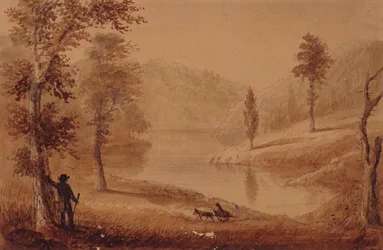 Svanesjøen, ca. 1837 (akvarell på papir)
