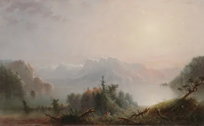 The Lake Her Lone Bosom Expands to the Sky, ca. 1850 (olje på panel)