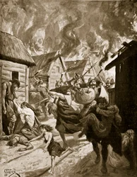 Canterbury Burned by the Danes, 851 AD, illustrasjon fra 