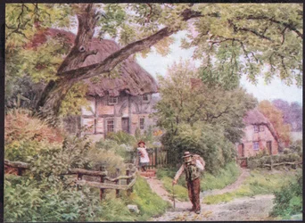 Ved en landevei i Houghton, Suffolk, fra Hyttene og landsbylivet i landlige England, utgitt av Dent & Sons Limited, 1912