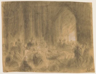 De hjemløse søker tilflukt i en kirke under Chicago-brannen i 1871