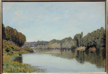 La seine a Bougival. Maleri av Alfred Sisley (1839 - 1899)