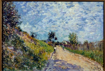 Landskapsmaleri av Alfred Sisley (1839-1899) 1870 Søn. 0,38x0,55 m Lyon, Musee des Beaux Arts