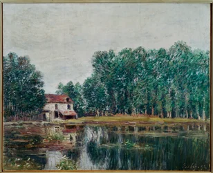 Kanalbredden ved Moret-sur-Loing (maleri på lerret)