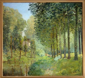 Resten ved kanten av bekken, trekant - Maleri av Alfred Sisley (1839-1899)