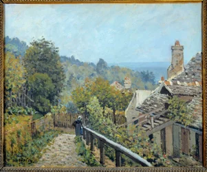 Utsikt over Louveciennes, sti til midtkysten kalt høyder av Marly Painting av Alfred Sisley (1839-1899) 1873 Søn. 0,38x0,46 m Paris, musee d