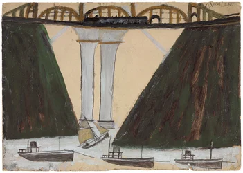 Saltash Bridge, ca. 1930 (blyant og olje på kort)