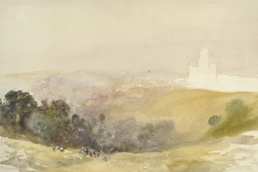 Durham fra Red Hills, 1880-86 (akvarell over grafitt, på papir)