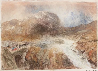 Nant Frangon (blyant og akvarell på papir (limt på bord))