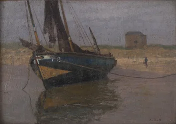 Fiskebåt på den belgiske kysten