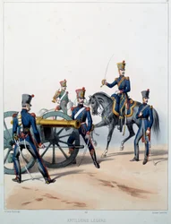 Napoleonic Armee: Lett artilleri. Gravering av Alfred De Marbot (1800-tallet) 1812. Malmaison, Musee Du Chateau.