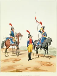 Franske tropper, gravert av Gustave David (1824-91) 1810