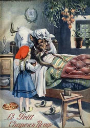 Rødhette. Folkeeventyr. Illustrasjon av Vaccari og Carrey i "" Les beaux tales"" samling "" Nos loisirs""" rundt 1910. Privat samling.