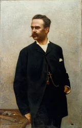 Portrett av maleren Niccolo Barabino (1832-1897) Maleri av Alfredo Luxoro (f. 1859-1918) 1800-tallet søn. 124x80 cm gener Nervi, Galleri for moderne kunst, inv. 0996