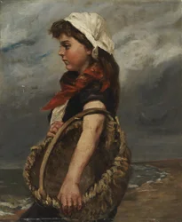 Jente med kurv, ca. 1888.
