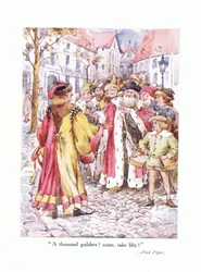 Tusen gylden! Kom og ta femti!, illustrasjon fra Poems for the Young: Robert Browning, ca. 1920