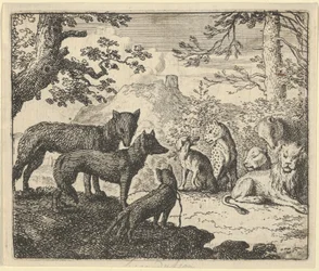 Renards foreldre ber om å få trekke seg tilbake fra hoffet, fra Hendrick van Alcmars «Renard reven»