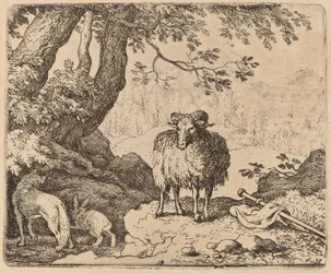 Reynard vender hjem, akkompagnert av væren og kaninen, sannsynligvis ca. 16451656.