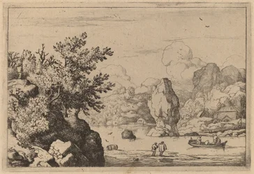 Stein midt i en elv, sannsynligvis ca. 16451656.