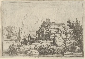 The Ruined Cottage, omgitt av vann, 1600-tallet.