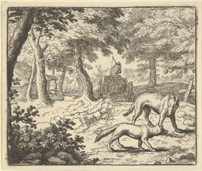 Ulven anklager Renard for å spise fisken han stjal, 1650-75.