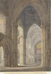 Interiør i Lichfield Cathedral - North Transept: vannfargemaleri, 7. september 1842