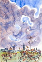 Akvarell nr. 31, Landskap med skyer, ca. 1930.
