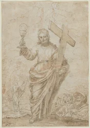 Kristus holder et kalk og et kors, 1666.