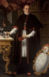 Barokk: Portrett av kardinal Gaspar de Molina y Oviedo (1679-1744) av Tovar, Alonso Miguel de (1678-1758), første tredjedel av 1700-tallet. Olje på lerret