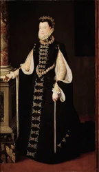 Portrett av Elisabeth av Frankrike (1545-1568) eller Isabelle av Valois, dronning av Spania Maleri av Alonso Sanchez Coello (1531-1588). Rundt 1568. Madrid. Prado-museet