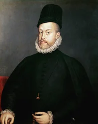 Portrett av Filip II, konge av Spania, maleri, ca. 1580