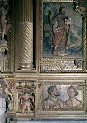 Detalj av et relikviealter (malt tre)